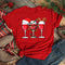 Camiseta de Casal de Natal com Taças de Vinho para Ele e Ela
