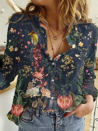 Blusa Estampada de Solapa y Manga Larga para Mujer - Image 8