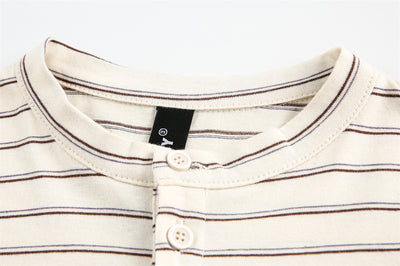 Camiseta Manga Larga Rayas Retro Americana con Bordado para Hombre - Image 7