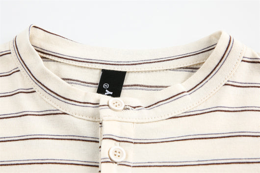 Camiseta Manga Larga Rayas Retro Americana con Bordado para Hombre - Image 7