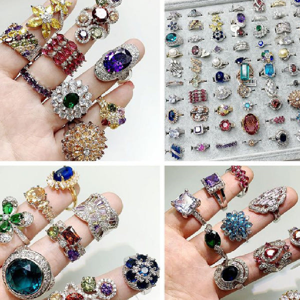 Anillo de Moda Exagerado con Microcristales - Diseño Europeo y Americano
