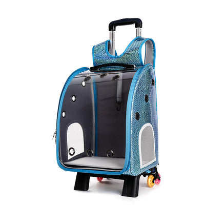 Mochila Transportadora Transparente Plegable para Perros Pequeños con Bolsillo Pañales - Image 7