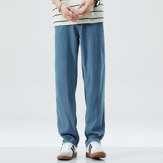 Jeans Rectos Holgados en Seda de Hielo para Hombre - Image 8