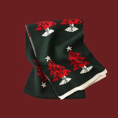 Bufanda Tejida Roja con Estampado de Reno y Copos de Nieve - Image 21