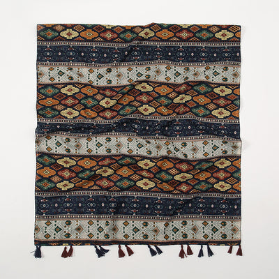 Rebozo Retro con Bloques de Color y Flores Pequeñas - Image 3