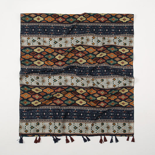 Rebozo Retro con Bloques de Color y Flores Pequeñas - Image 3