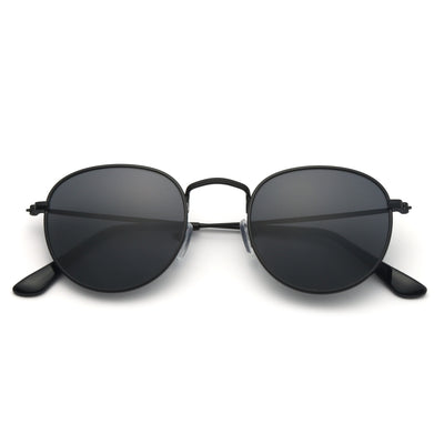 Black metal round frame anti-blue ray glasses with clear lenses, shown at an angle on a white background. - Image 19
