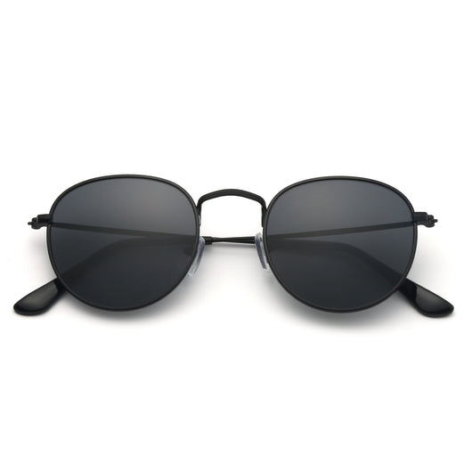 Black metal round frame anti-blue ray glasses with clear lenses, shown at an angle on a white background. - Image 19