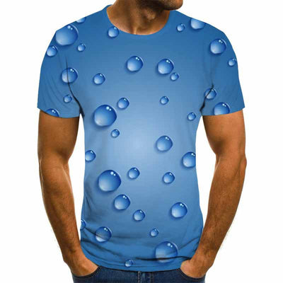 Playera Hombre Estampado Raindrop 3D Manga Corta Moda Trendy - Image 4