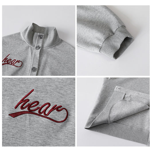 Chaqueta Casual Suelta con Cuello Alto y Letras Bordadas - Image 5