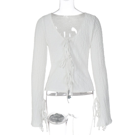Cardigan Mujer con Encaje y Espalda Descubierta Manga Larga - Image 8
