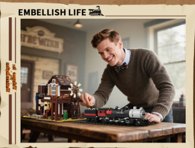 Maqueta de Estación Ferroviaria Oeste Clásico con Bloques de Construcción Armables - Image 5