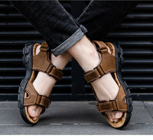 Sandalias de Cuero Retro para Hombre - Estilo Casual Outdoor - Image 13