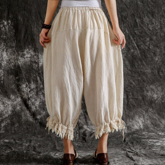 Pantalones Casuales de Algodón y Lino Sueltos Tipo Linterna para Verano - Image 7