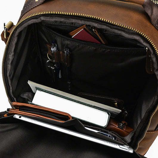 Mochila de Cuero Retro para Hombre - Gran Capacidad y Múltiples Bolsillos - Image 26