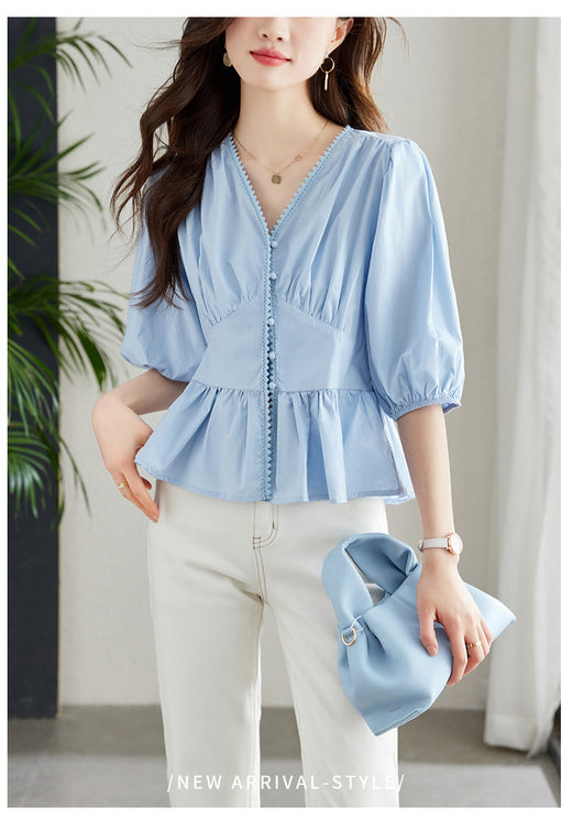 Blusa Fresca de Cuello en V para Mujer - Cómoda y Elegante - Image 13
