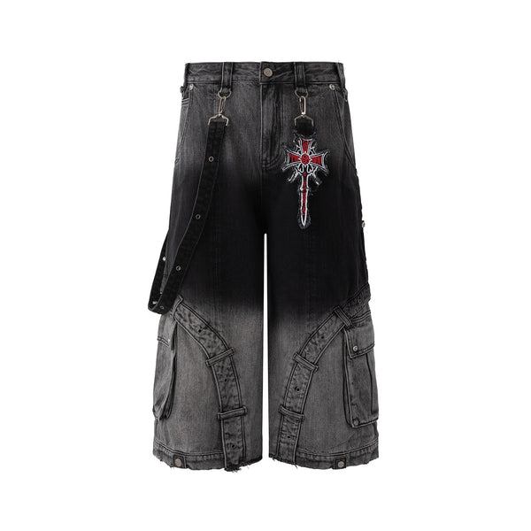 Jeans Retro Patchwork Degradado Reforzado Lavado Vintage