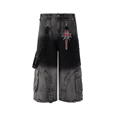 Jeans Retro Patchwork Degradado Reforzado Lavado Vintage - Image 2