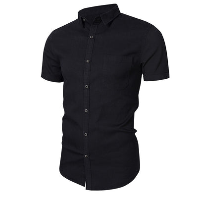 Camisa Denim Casual de Manga Corta sin Planchado para Hombre - Image 6