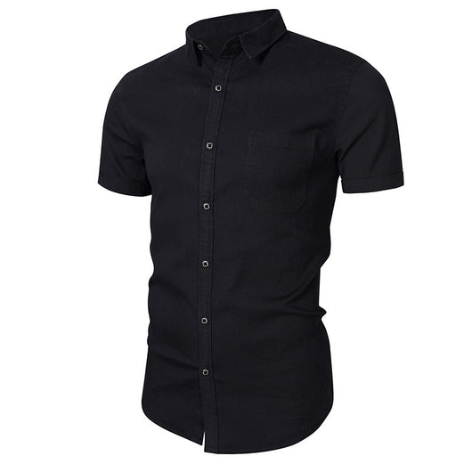Camisa Denim Casual de Manga Corta sin Planchado para Hombre - Image 6