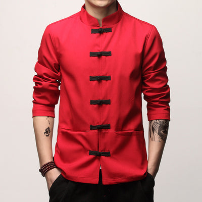 Chaqueta Camisa Casual Retro con Cuello de Pie para Hombre - Image 11