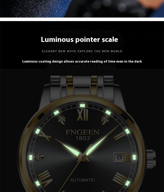 Reloj Automático de Acero Inoxidable Estilo Cinturón Ejecutivo Impermeable con Luminiscencia - Image 24