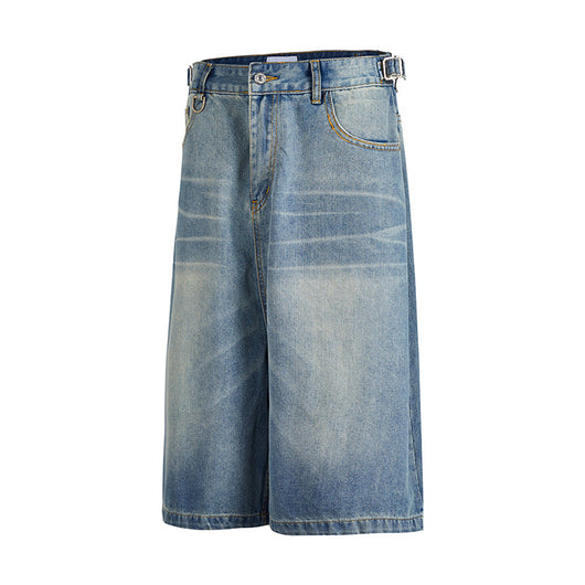 Pantalones Vaqueros Cropped Retro Americano con Patrón Barba de Gato Delavado - Image 5