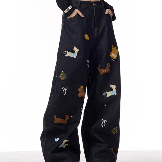 Pantalones Jeans Anchos Patchwork Salchicha Mujer - Casual y Cómodo