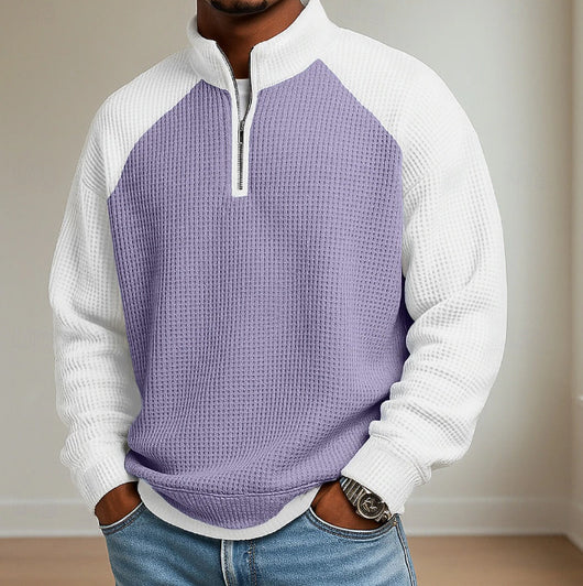 Polo Manga Larga Bloques de Color Talla Grande para Hombre - Image 13