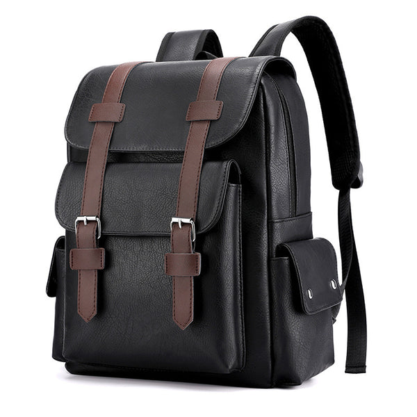 Mochila Ejecutiva Retro de Cuero Sintético con Compartimento para Laptop