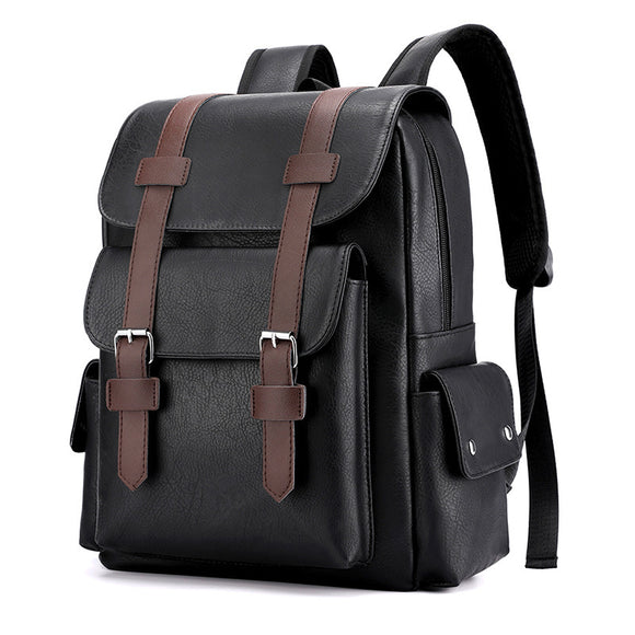 Mochila Ejecutiva Retro de Cuero Sintético con Compartimento para Laptop