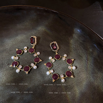 Aretes Circulares de Diamante Brillante con Perla de Cristal - Image 10
