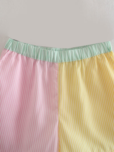 Pantalones de Cintura Alta con Rayas y Bloques de Color - Image 7