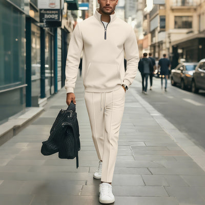 Conjunto Deportivo con Capucha y Cremallera: Sudadera y Pantalón Texturizado