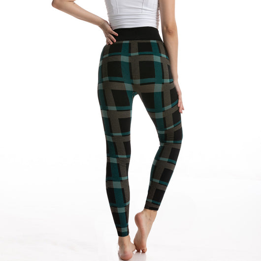 Leggings Jacquard de Cuadros Diosa de Cintura Alta para Mujer - Image 4