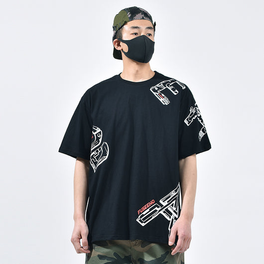 Camiseta de Algodón con Letras 3D Irregulares Estampadas - Image 9