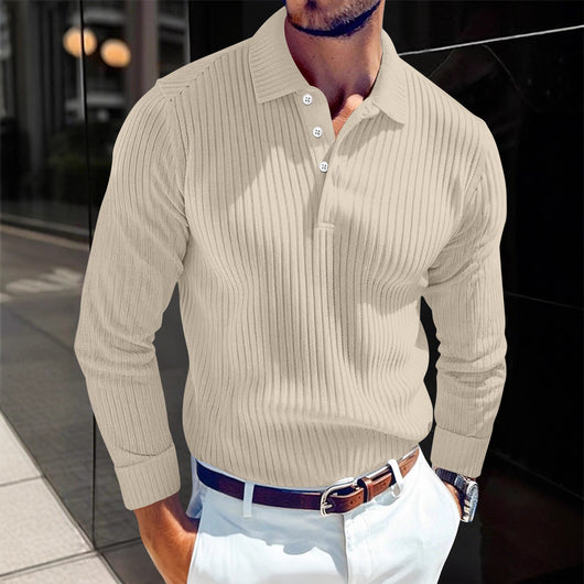 Polo Manga Larga con Cuello Solapa y Botones para Hombre - Image 3
