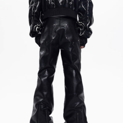 Pantalones de Cuero para Hombre con Diseño de Cierre - Otoño - Image 9