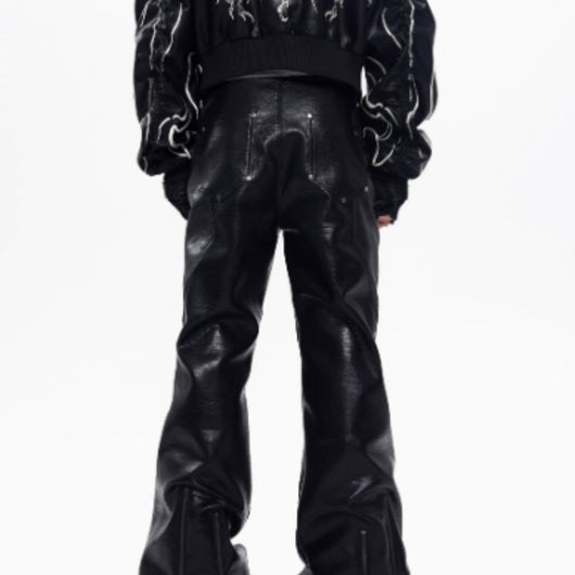 Pantalones de Cuero para Hombre con Diseño de Cierre - Otoño - Image 9