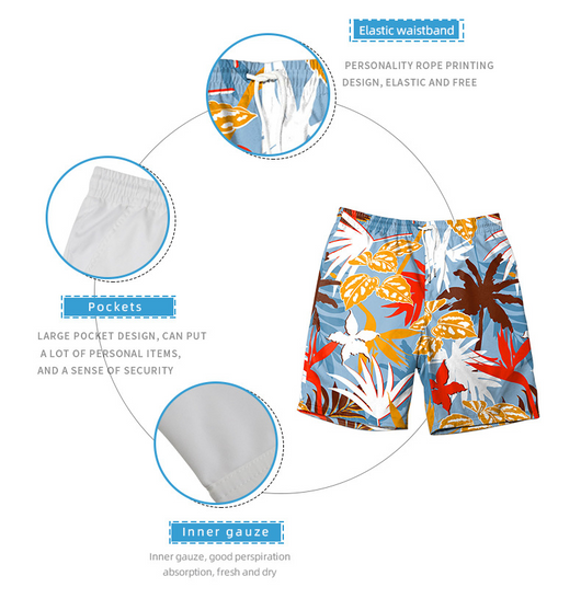 Shorts Playero Hombre con Malla Interior y Estampado Digital - Image 18