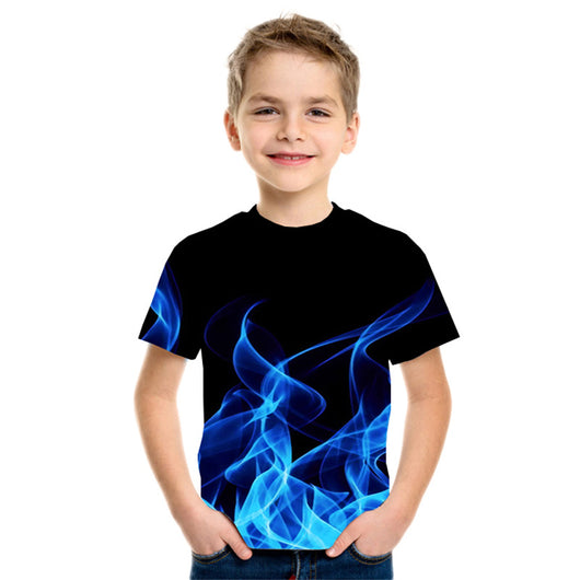 Camiseta Infantil Estampado Llamas 3D en Tres Colores - Image 10