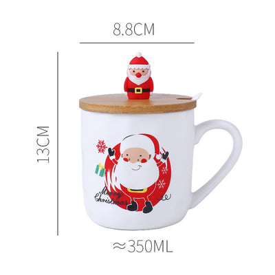 Taza de Cerámica con Tapa de Madera y Cuchara - Image 2