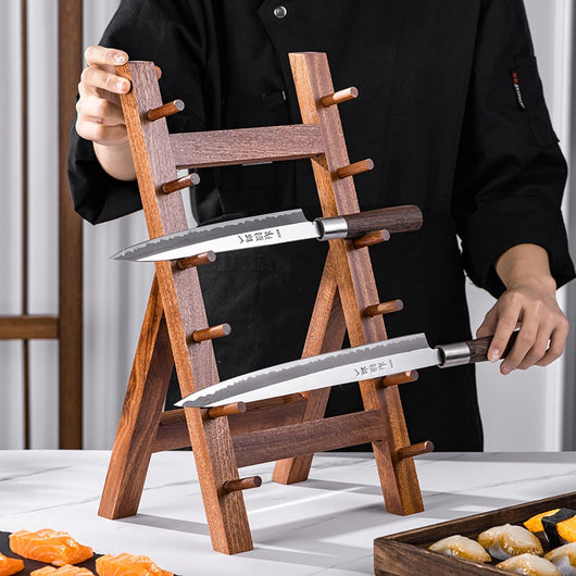 Soporte para Cuchillos de Madera Sapele - Organizador de Cocina Premium