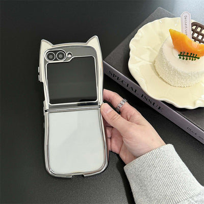 Funda Plegable para Teléfono con Orejas de Gato y Acabado Electrochapado Transparente - Image 9