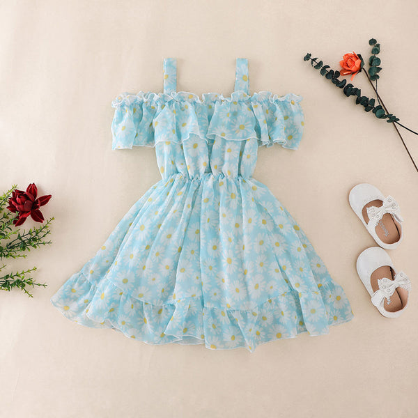 Vestido Princesa Niña con Tirantes Florales - Colección Verano