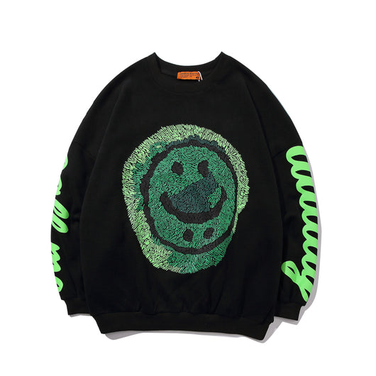 Suéter para Hombre con Estampado de Cara Sonriente Abstracta - Image 8