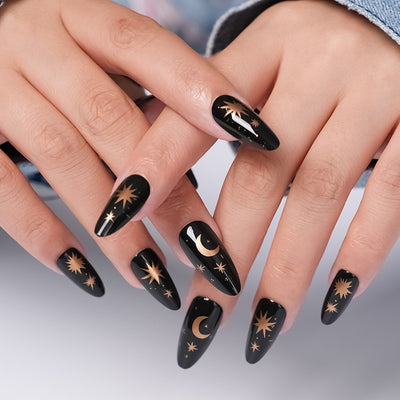 Uñas Postizas Francesas Mariposa Púrpura con Borde Negro - Stickers de Uñas Premium - Image 27