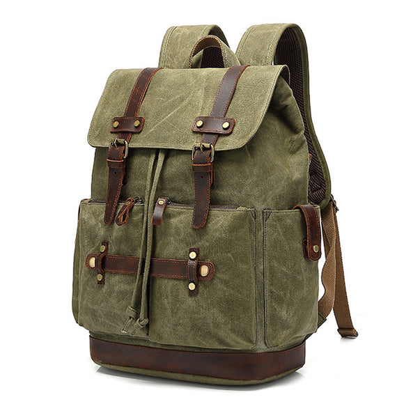 Mochila de Lona Impermeable para Laptop - Estilo Canvas con Tratamiento Ceroso