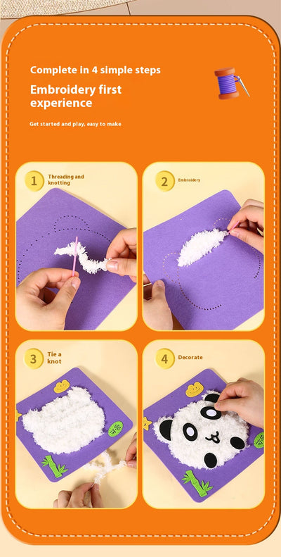 Kit de Bordado Infantil con Animales de Dibujos Animados - Juguete Educativo DIY para Jardín - Image 26