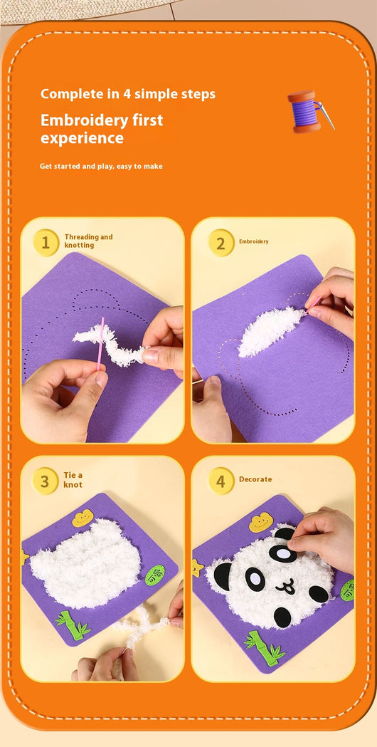Kit de Bordado Infantil con Animales de Dibujos Animados - Juguete Educativo DIY para Jardín - Image 26